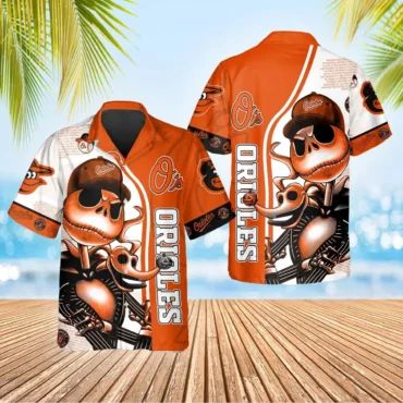 Baltimore Orioles Skull Spirit Hawaiian Shirt Unisex T-shirt, Sweatshirt, Hoodie, Long Sleeve Tee - T-Shirt, Sweatshirt, Hoodie