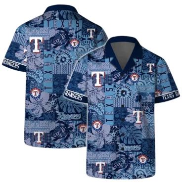 Texas Rangers Blue Mosaic Hawaiian Shirt Unisex T-shirt, Sweatshirt, Hoodie, Long Sleeve Tee - T-Shirt, Sweatshirt, Hoodie