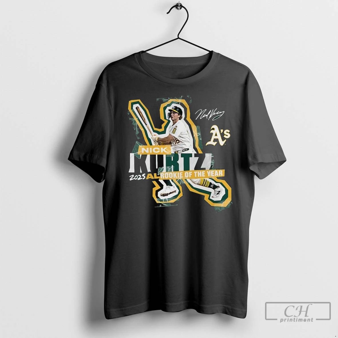 Premium Nick Kurtz Athletics 2025 American League Rookie Of The Year Unisex T-shirt, Sweatshirt, Hoodie, Long Sleeve Tee - T-Shirt, Sweatshirt, Hoodie