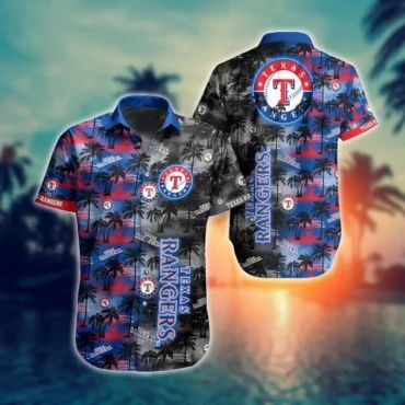 Texas Rangers Twilight Palm Hawaiian Shirt Unisex T-shirt, Sweatshirt, Hoodie, Long Sleeve Tee - T-Shirt, Sweatshirt, Hoodie