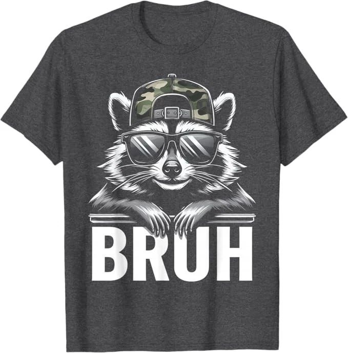 Bruh Raccoon Trash Racoon Camo Hat Youth Teens Kids Slang T-Shirt Unisex T-shirt, Sweatshirt, Hoodie, Long Sleeve Tee - T-Shirt, Sweatshirt, Hoodie