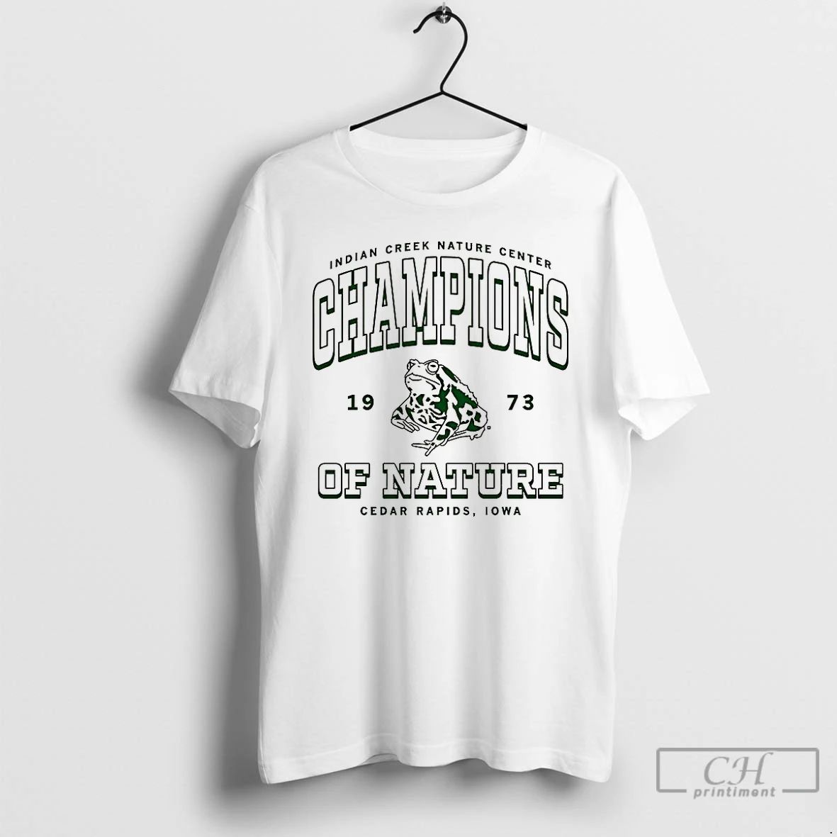 Premium Frog Indian Creek Nature Center Champions Of Nature Est 1973 T Shirts Unisex T-shirt, Sweatshirt, Hoodie, Long Sleeve Tee - T-Shirt, Sweatshirt, Hoodie