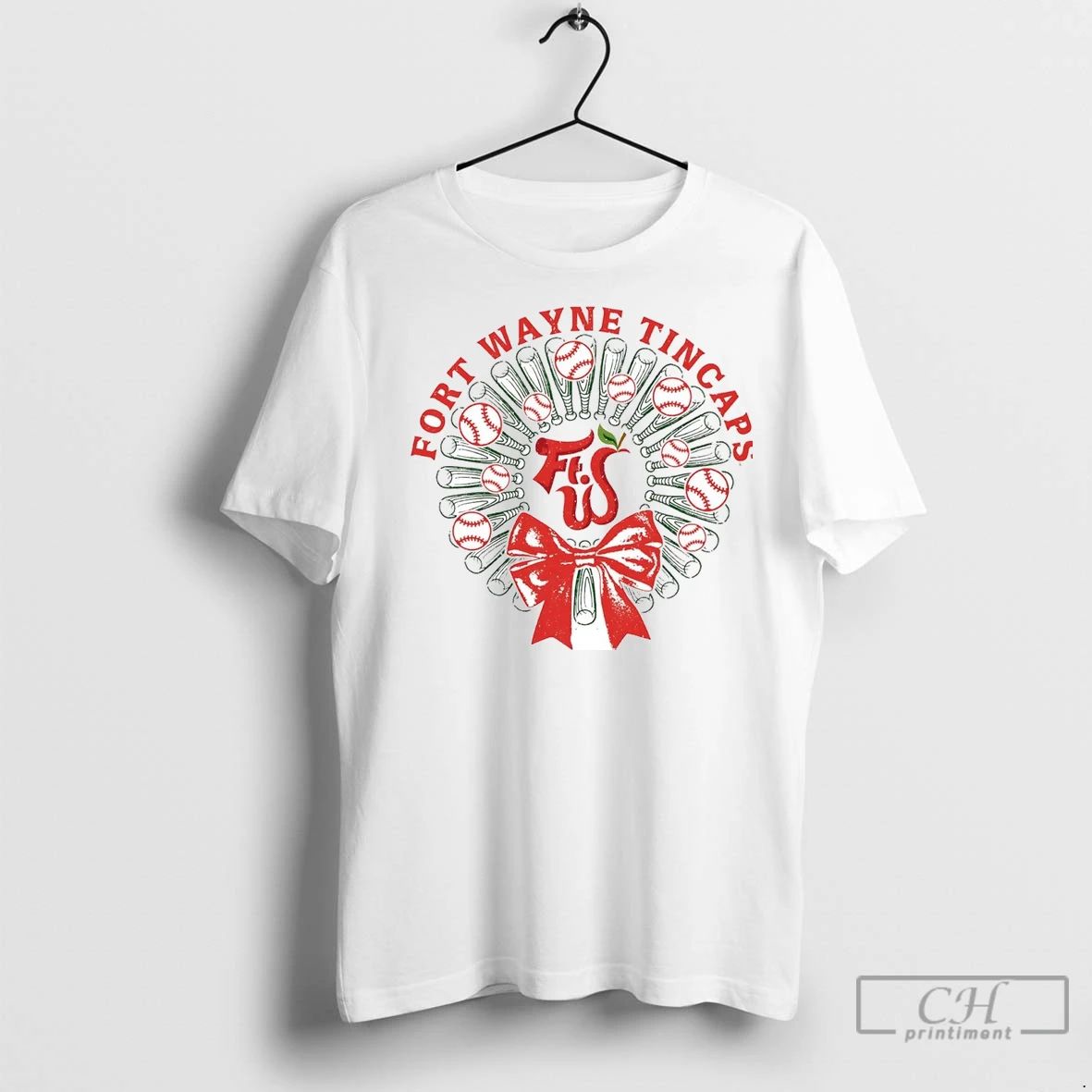 Premium Fort Wayne Tincaps Christmas Wreath Unisex T-shirt, Sweatshirt, Hoodie, Long Sleeve Tee - T-Shirt, Sweatshirt, Hoodie