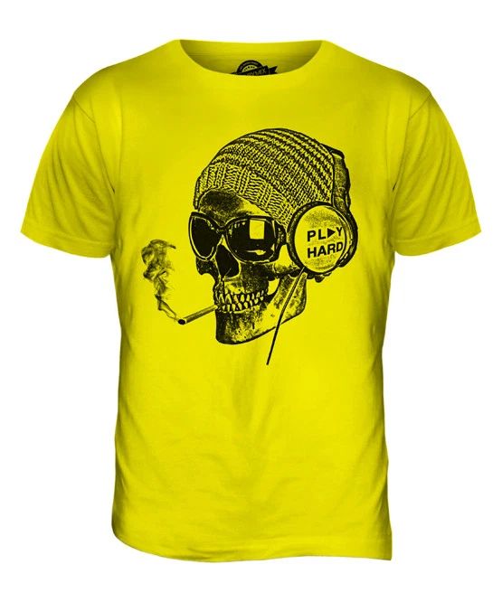 PLAY HARD SKULL PRINTED MENS FASHION T-SHIRT TOP SLOGAN HIPSTER SWAG TRENDY Unisex T-shirt, Sweatshirt, Hoodie, Long Sleeve Tee - T-Shirt, Sweatshirt, Hoodie