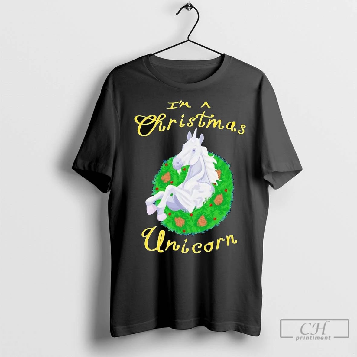 Premium Im A Christmas Unicorn Wreath Unisex T-shirt, Sweatshirt, Hoodie, Long Sleeve Tee - T-Shirt, Sweatshirt, Hoodie