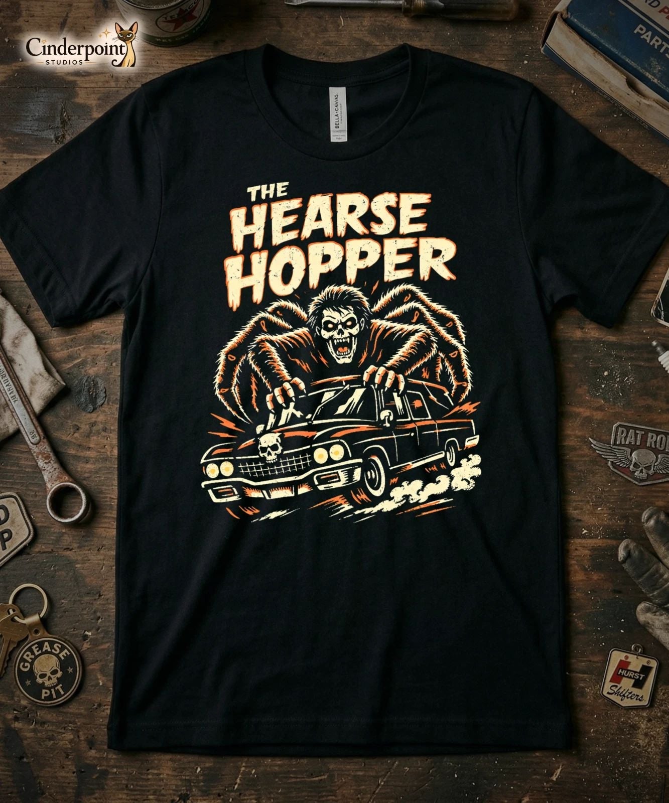 Hearse Hopper T-Shirt Retro Horror Punk Graphic Tee Psychobilly Monster S-5XL Unisex T-shirt, Sweatshirt, Hoodie, Long Sleeve Tee - T-Shirt, Sweatshirt, Hoodie