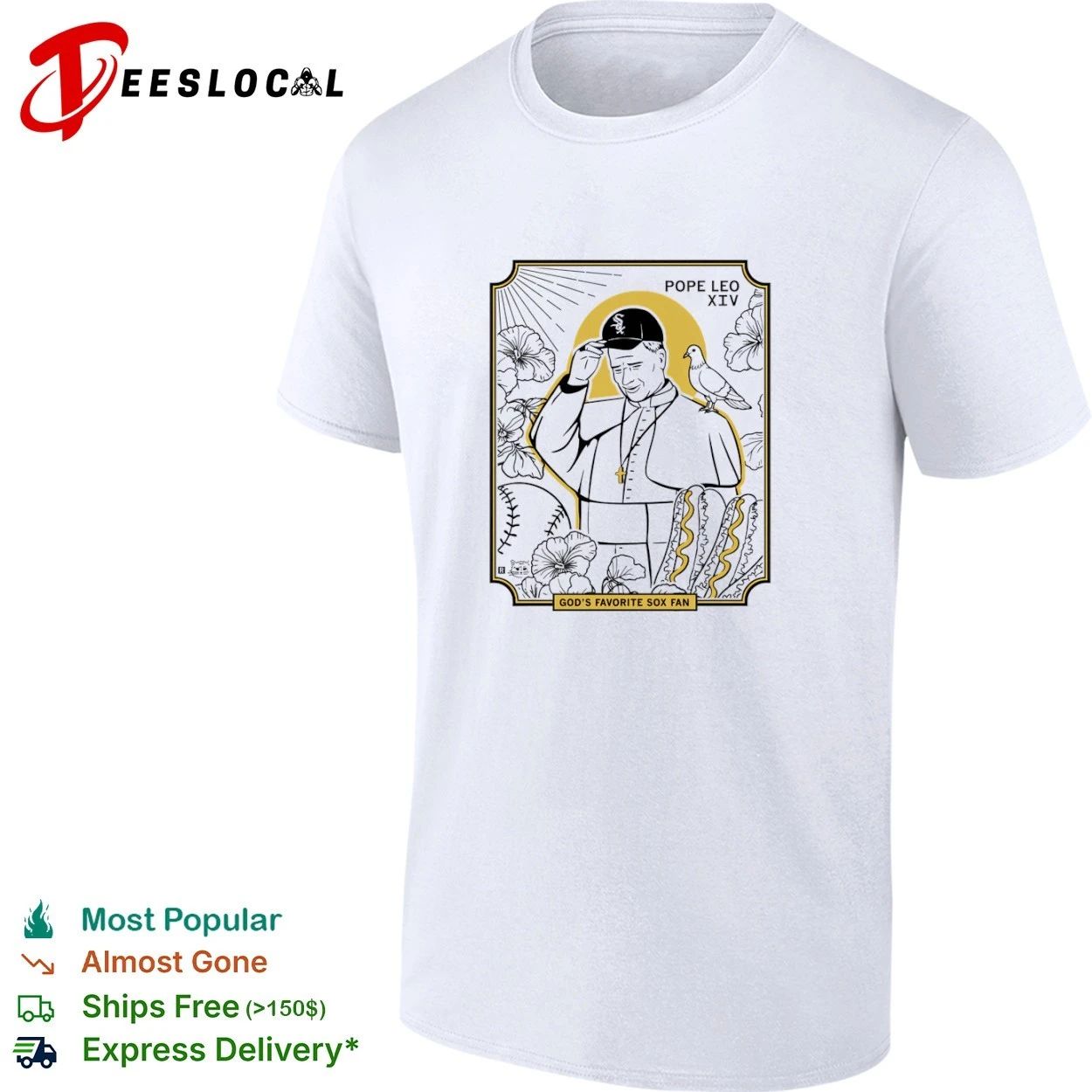Pope Leo XIV Gods Favorite Sox Fan Baseball T-shirt Unisex T-shirt, Sweatshirt, Hoodie, Long Sleeve Tee - T-Shirt, Sweatshirt, Hoodie
