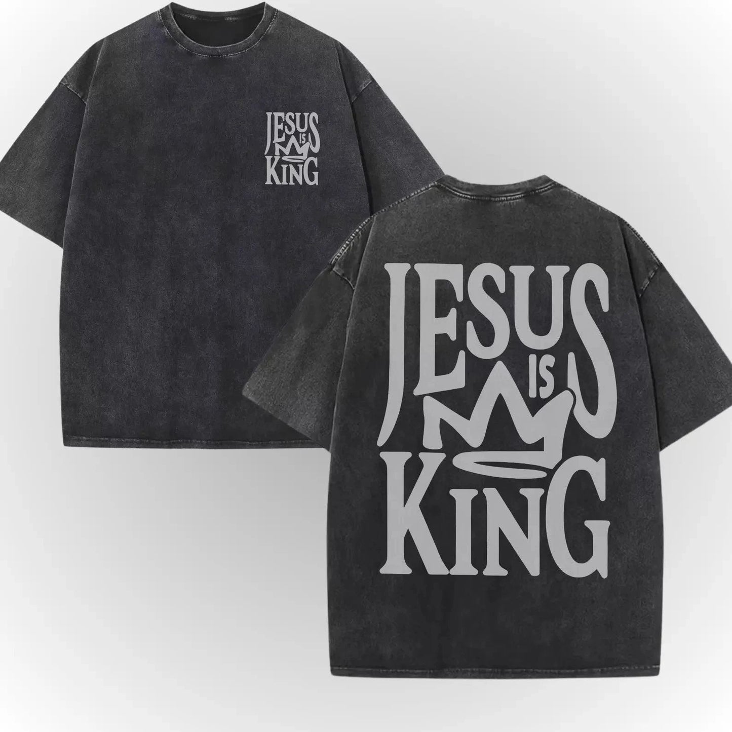 Jesus Is King Shirt Vintage Christian Tee Faith Graphic Oversized Acid Wash S3XL Unisex T-shirt, Sweatshirt, Hoodie, Long Sleeve Tee - T-Shirt, Sweatshirt, Hoodie