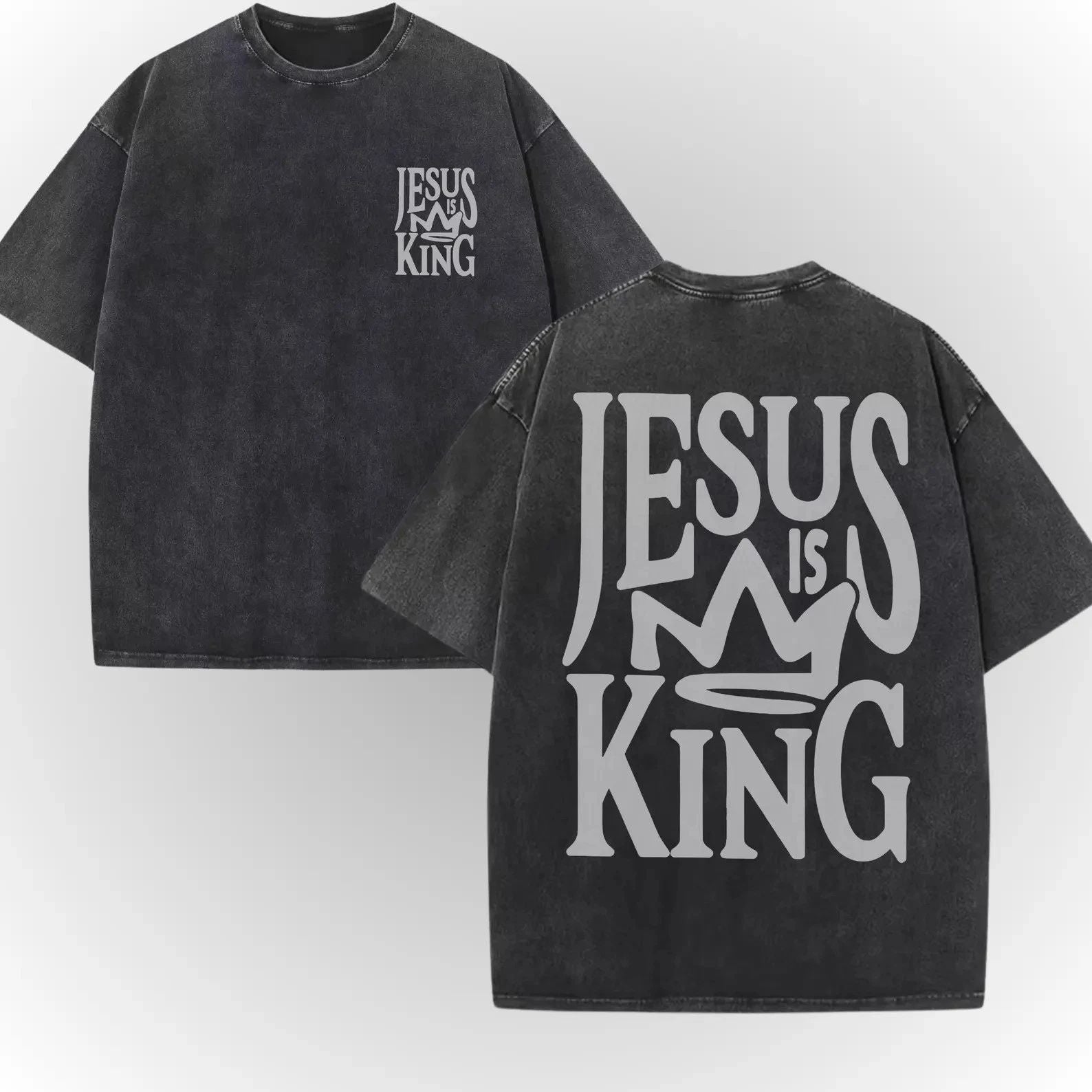 Jesus Is King Shirt Vintage Christian Tee Faith Graphic Oversized Acid Wash S3XL Unisex T-shirt, Sweatshirt, Hoodie, Long Sleeve Tee - T-Shirt, Sweatshirt, Hoodie