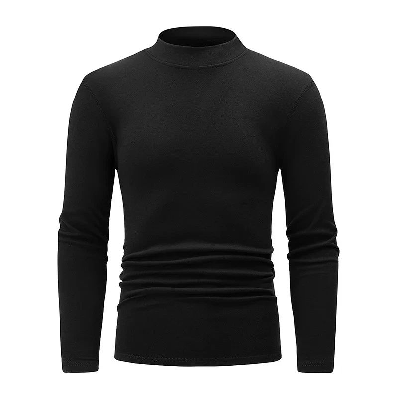 Autumn and Winter Semi High Neck Fashionable Base Long Sleeved Top Solid Color Unisex T-shirt, Sweatshirt, Hoodie, Long Sleeve Tee - T-Shirt, Sweatshirt, Hoodie