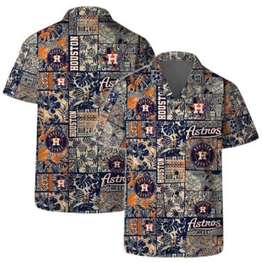 Houston Astros Heritage Patch Hawaiian Shirt Unisex T-shirt, Sweatshirt, Hoodie, Long Sleeve Tee - T-Shirt, Sweatshirt, Hoodie