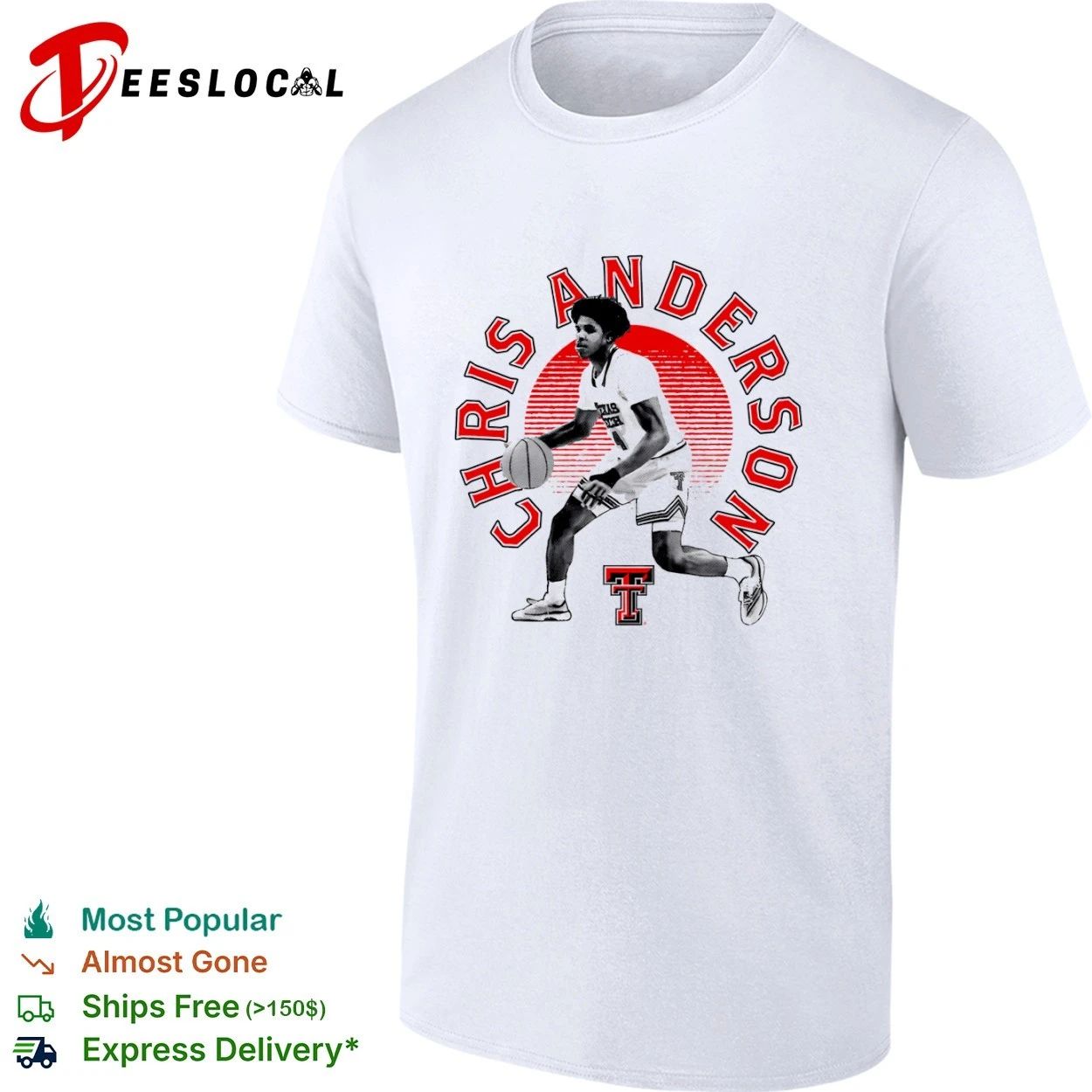 Chris Anderson Texas Tech Red Raiders Basketball T-shirt Unisex T-shirt, Sweatshirt, Hoodie, Long Sleeve Tee - T-Shirt, Sweatshirt, Hoodie