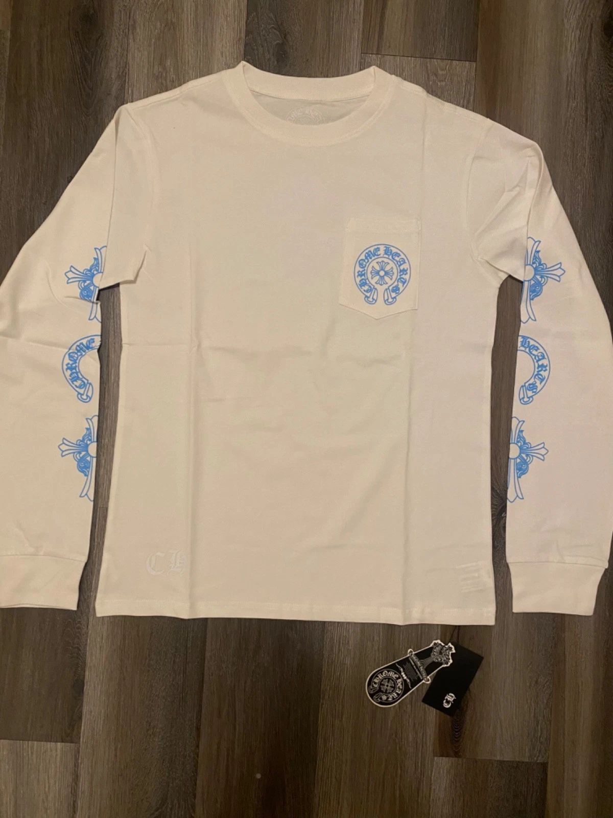 Chrome Hearts Tshirt Longsleeve White/IcyBlue Unisex T-shirt, Sweatshirt, Hoodie, Long Sleeve Tee - T-Shirt, Sweatshirt, Hoodie
