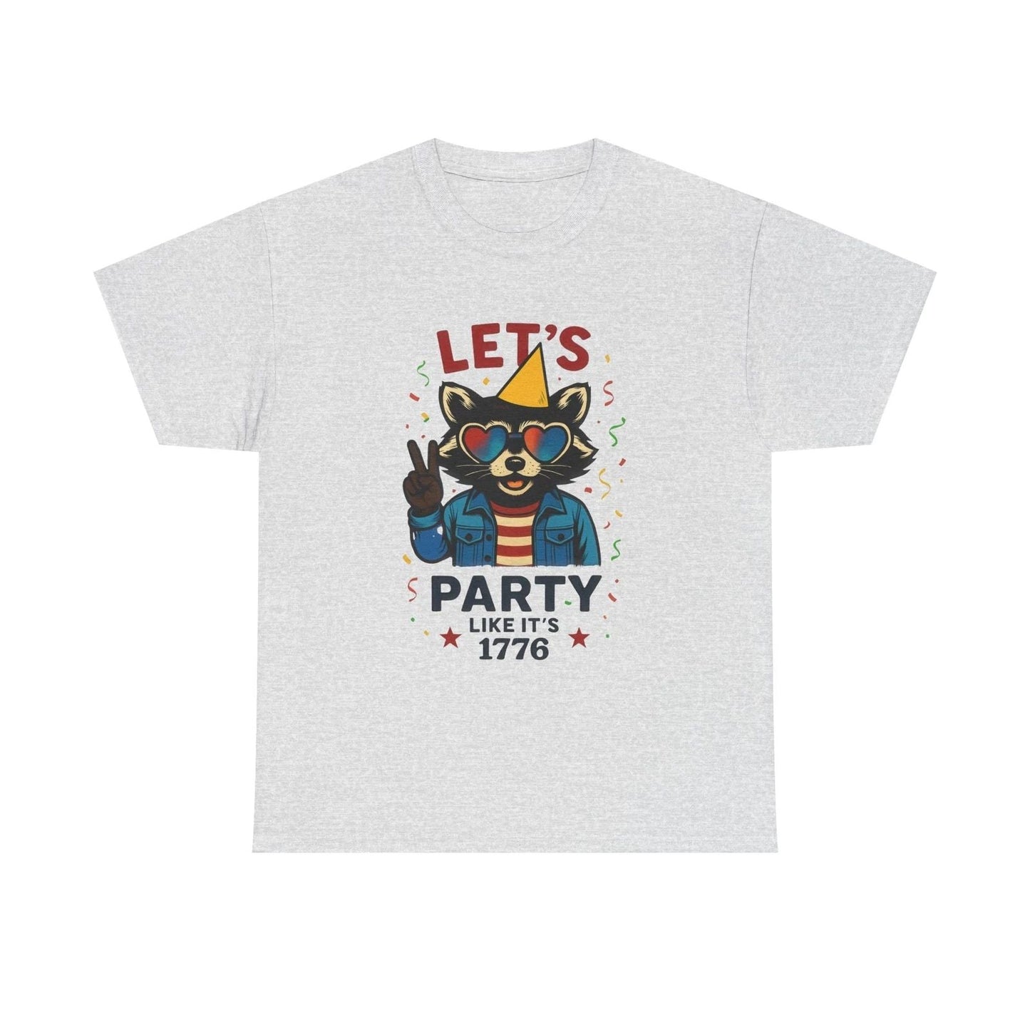 Celebrate Freedom Unisex Heavy Cotton Tee | Vintage Party Raccoon Animal Design Unisex T-shirt, Sweatshirt, Hoodie, Long Sleeve Tee - T-Shirt, Sweatshirt, Hoodie