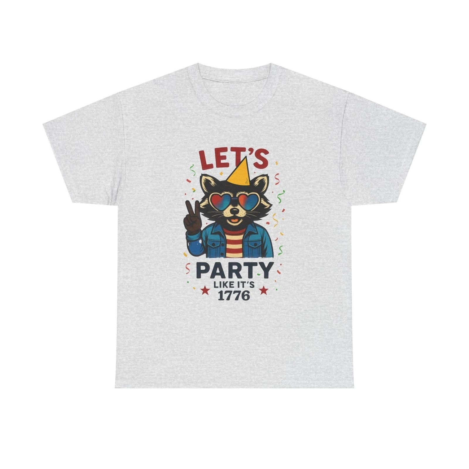 Celebrate Freedom Unisex Heavy Cotton Tee | Vintage Party Raccoon Animal Design Unisex T-shirt, Sweatshirt, Hoodie, Long Sleeve Tee - T-Shirt, Sweatshirt, Hoodie