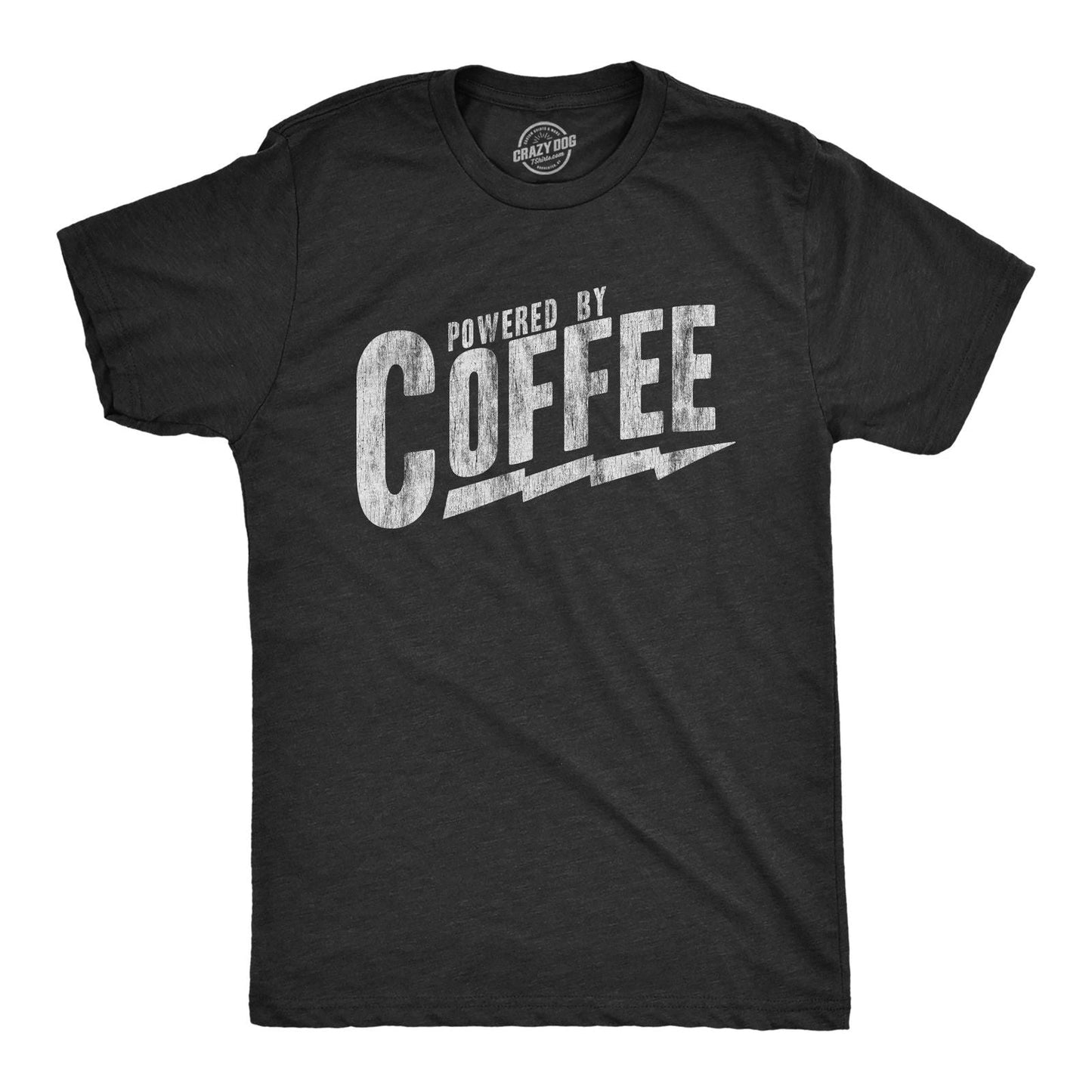 Mens Powered By Coffee T Shirt Funny Sarcastic Cool Saying Vintage Graphic Tee Unisex T-shirt, Sweatshirt, Hoodie, Long Sleeve Tee - T-Shirt, Sweatshirt, Hoodie