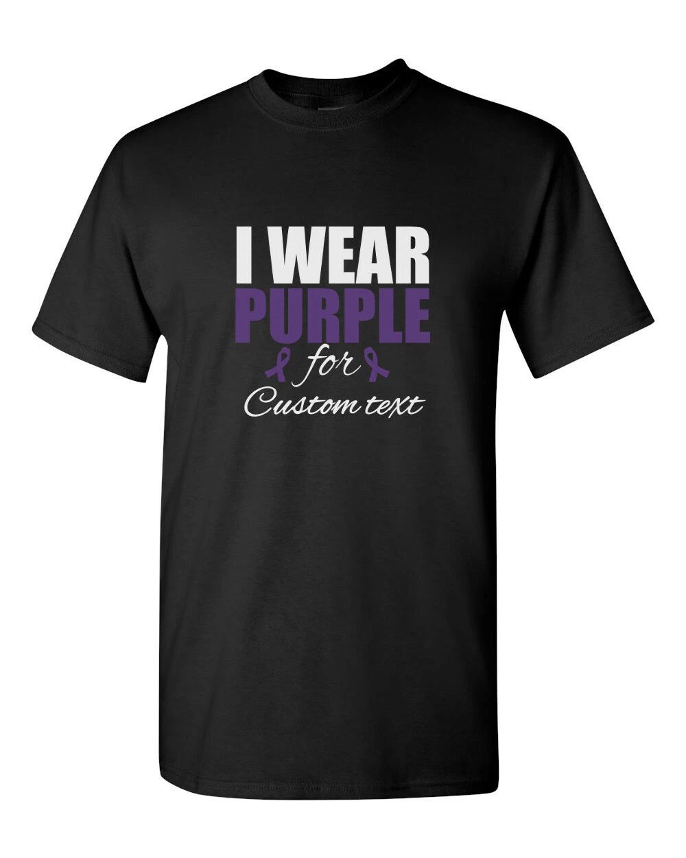 I Wear Purple For CUSTOM Text Shirt Ribbon Epilepsy Awareness Pancreatic Cancer Unisex T-shirt, Sweatshirt, Hoodie, Long Sleeve Tee - T-Shirt, Sweatshirt, Hoodie