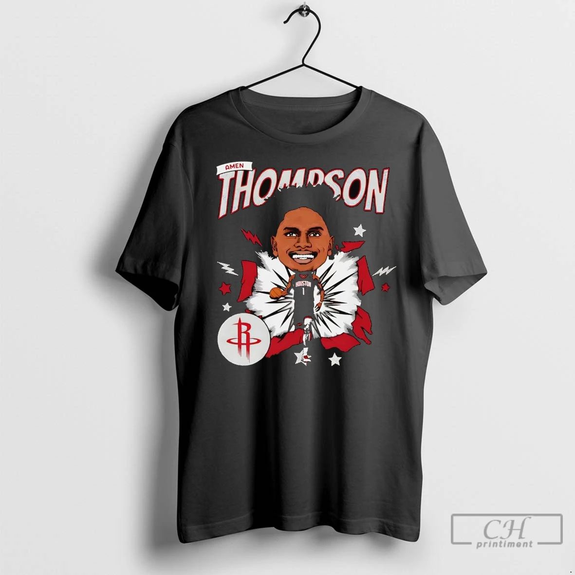 Premium Amen Thompson Caricature Houston Rockets Unisex T-shirt, Sweatshirt, Hoodie, Long Sleeve Tee - T-Shirt, Sweatshirt, Hoodie