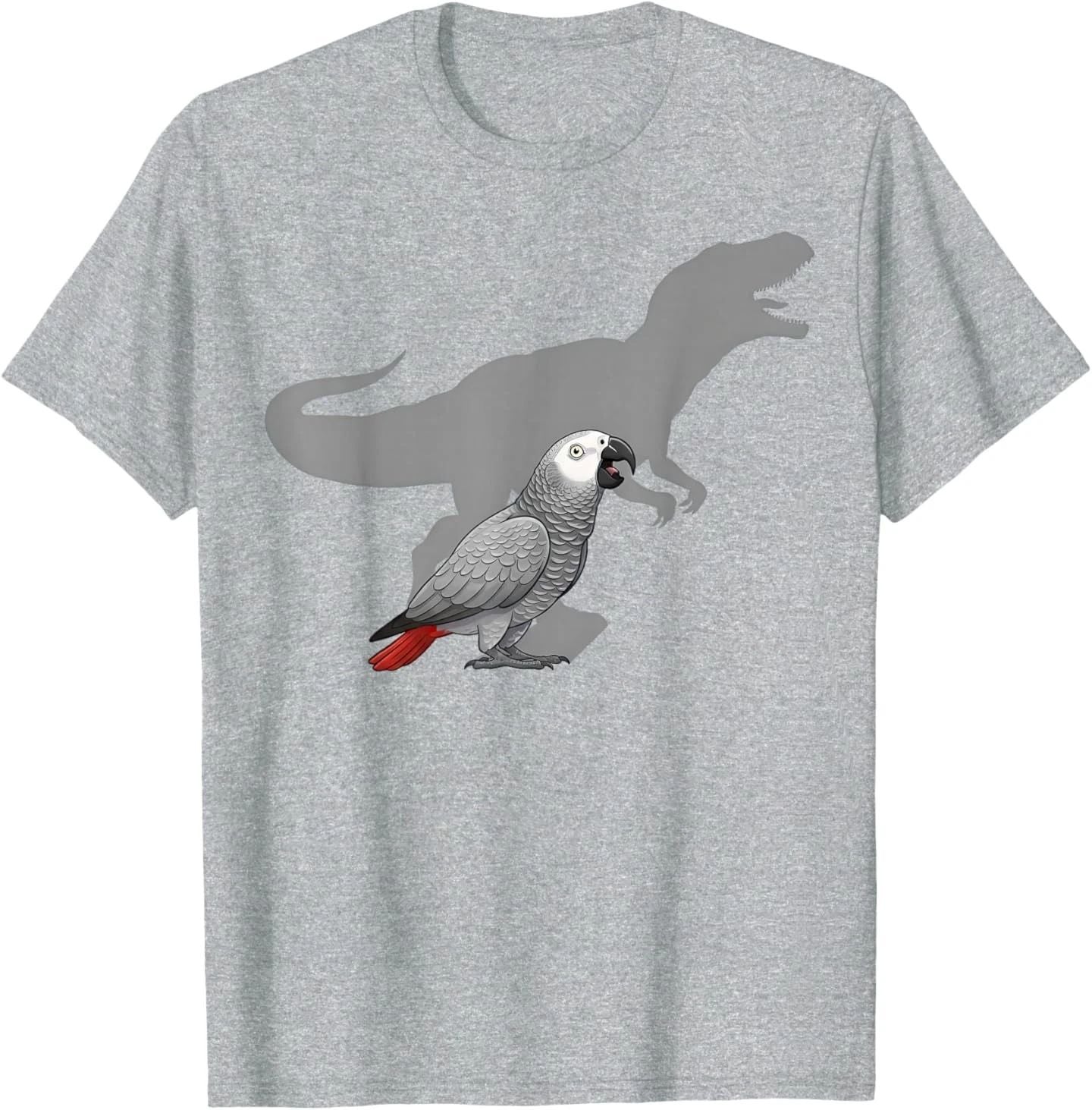 African Grey Parrot with T rex Shadow Bird Lovers T-Shirt Unisex T-shirt, Sweatshirt, Hoodie, Long Sleeve Tee - T-Shirt, Sweatshirt, Hoodie
