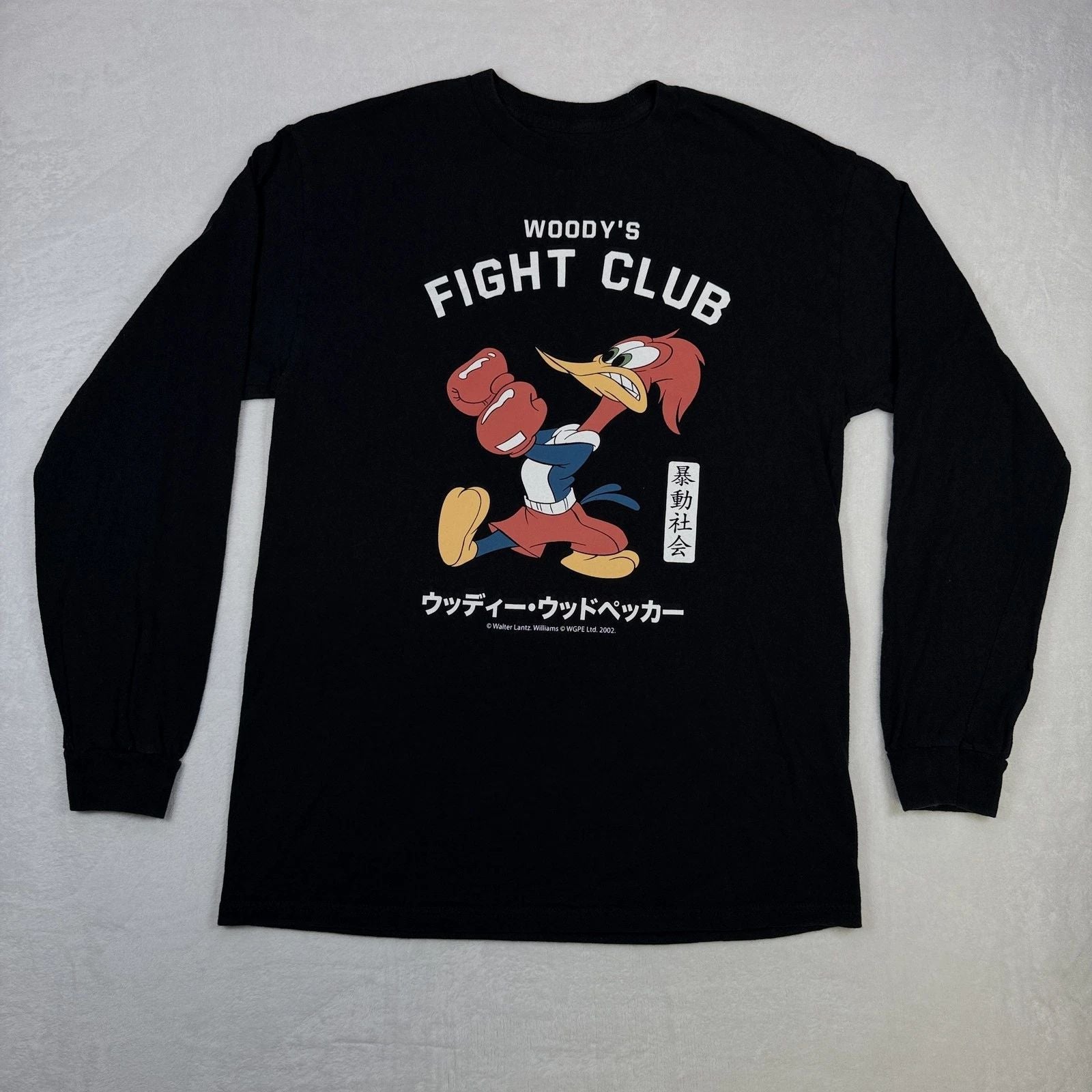 Riot Society Men's Fight Club Woody Woodpecker Long Sleeve T-Shirt Size M Black Unisex T-shirt, Sweatshirt, Hoodie, Long Sleeve Tee - T-Shirt, Sweatshirt, Hoodie