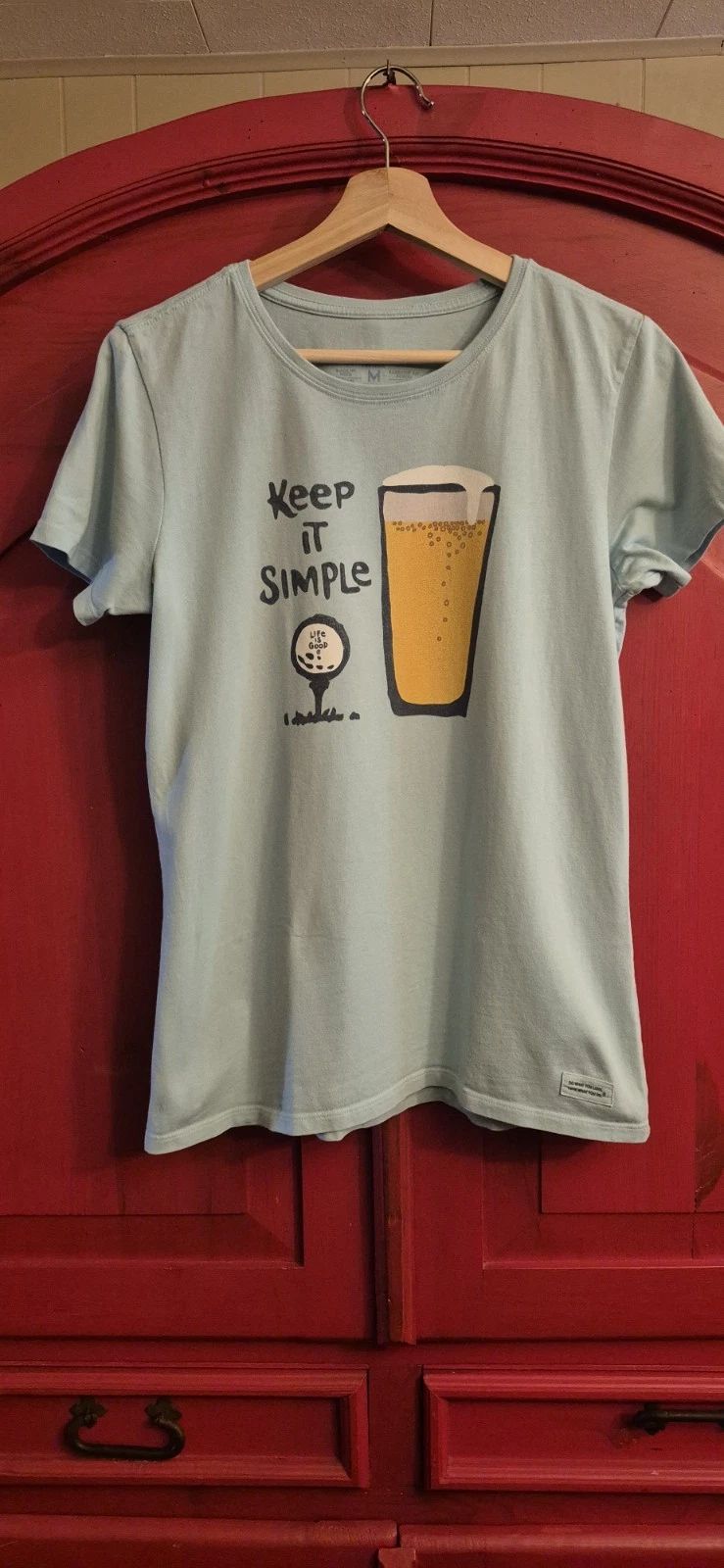 Life Is Good T Shirt Size Medium Golf & Beer Keep It Simple Soft Blue EUC Unisex T-shirt, Sweatshirt, Hoodie, Long Sleeve Tee - T-Shirt, Sweatshirt, Hoodie