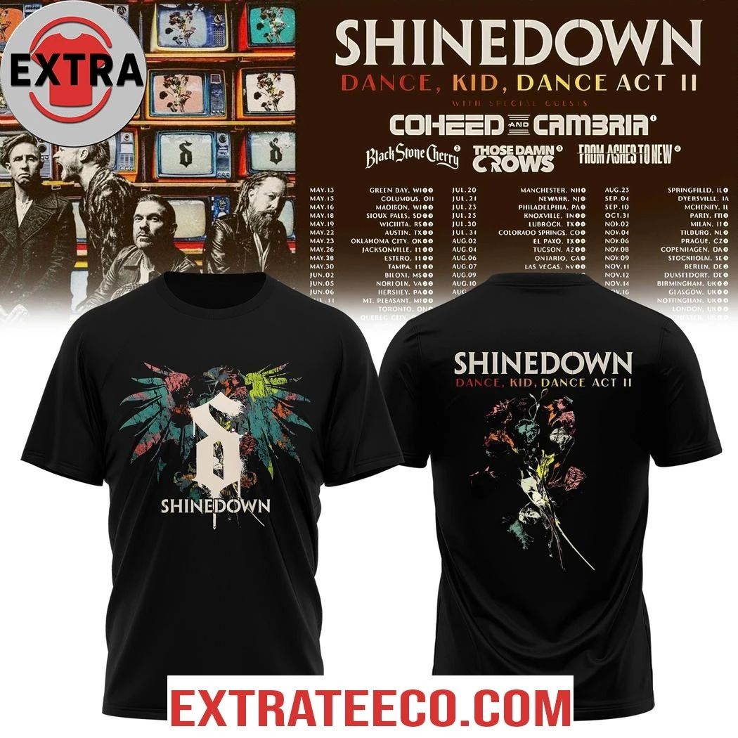 Shinedown Dance Kid Dance Act II World Tour 2026 Two Sided Hoodie Shirt Unisex T-shirt, Sweatshirt, Hoodie, Long Sleeve Tee - T-Shirt, Sweatshirt, Hoodie