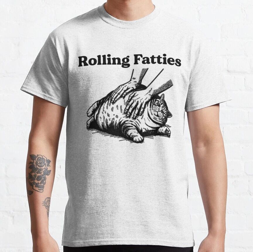 Rolling Fatties Cat Funny Fat Animal Kitten Cute White S-5XL Unisex T-Shirt Unisex T-shirt, Sweatshirt, Hoodie, Long Sleeve Tee - T-Shirt, Sweatshirt, Hoodie