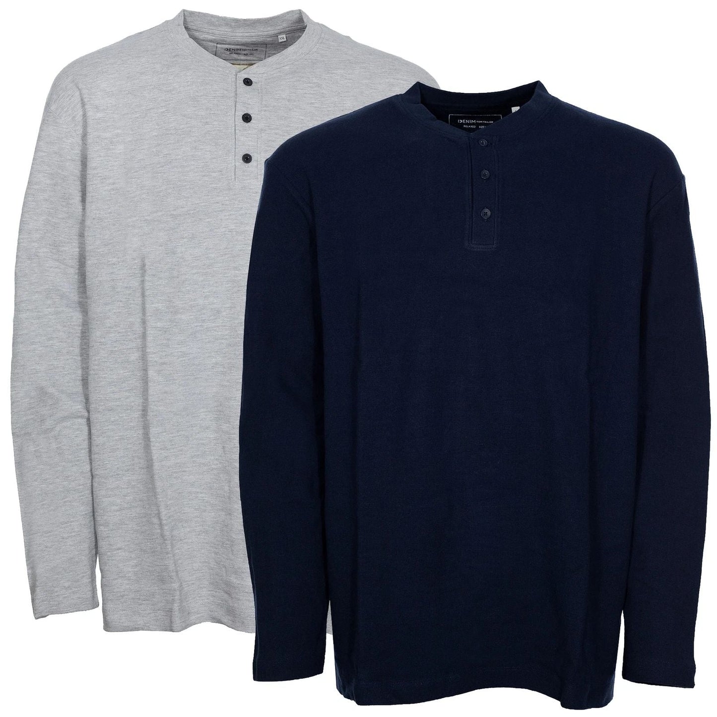 Tom Tailor Long Sleeve Henley Long Sleeve Shirt Relaxed Fit Mens Crew Neck Blue Grey Unisex T-shirt, Sweatshirt, Hoodie, Long Sleeve Tee - T-Shirt, Sweatshirt, Hoodie