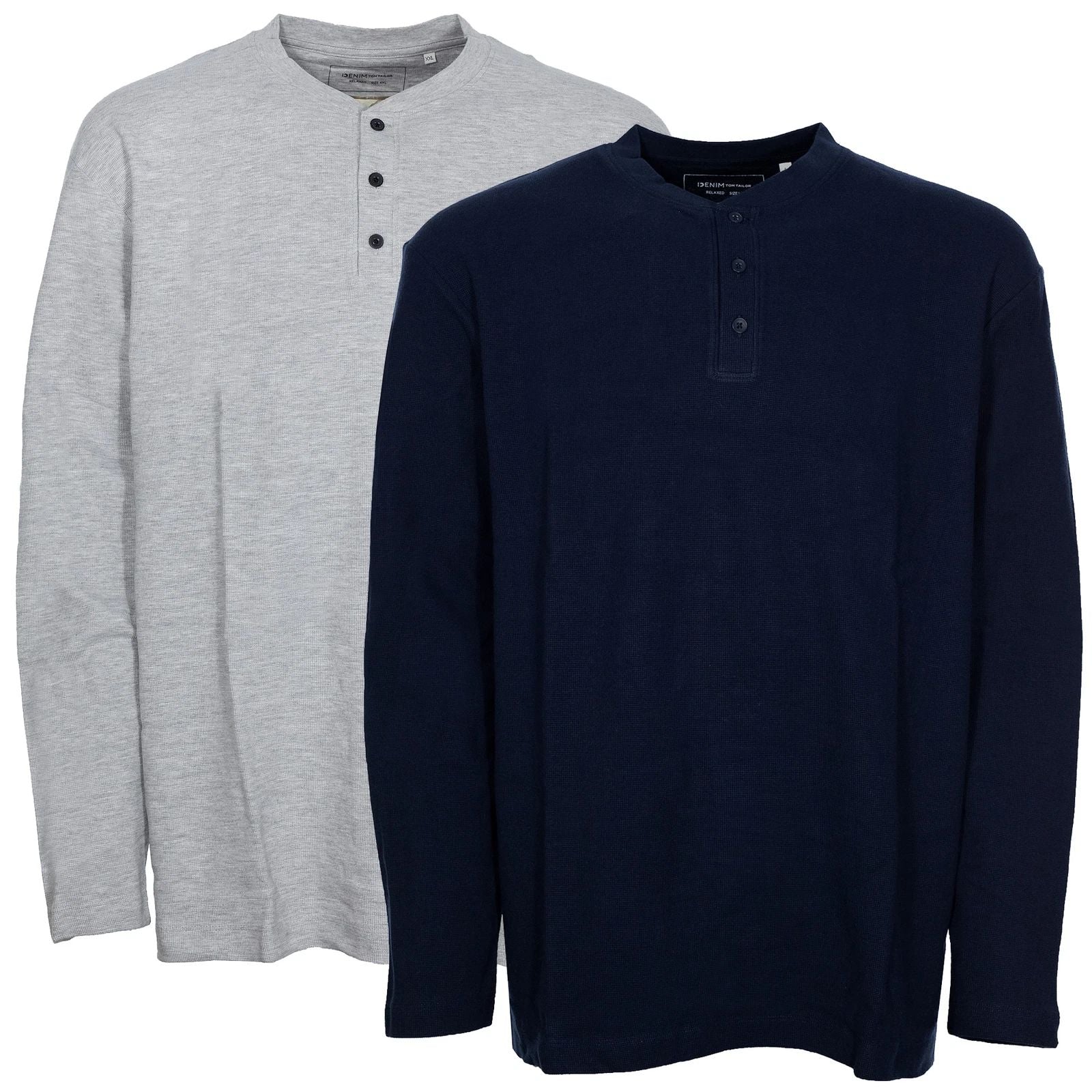 Tom Tailor Long Sleeve Henley Long Sleeve Shirt Relaxed Fit Mens Crew Neck Blue Grey Unisex T-shirt, Sweatshirt, Hoodie, Long Sleeve Tee - T-Shirt, Sweatshirt, Hoodie