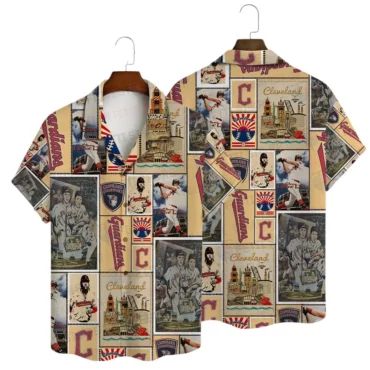Cleveland Guardians Vintage Collage Hawaiian Shirt Unisex T-shirt, Sweatshirt, Hoodie, Long Sleeve Tee - T-Shirt, Sweatshirt, Hoodie