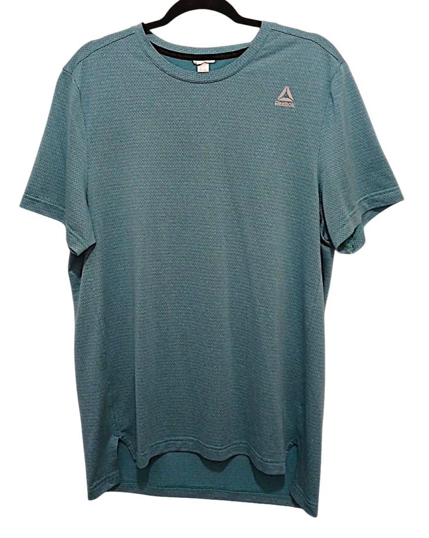 Reebok Short Sleeve T-Shirt Men Sz Large Teal Blue Green Activewear Sport Casual Unisex T-shirt, Sweatshirt, Hoodie, Long Sleeve Tee - T-Shirt, Sweatshirt, Hoodie