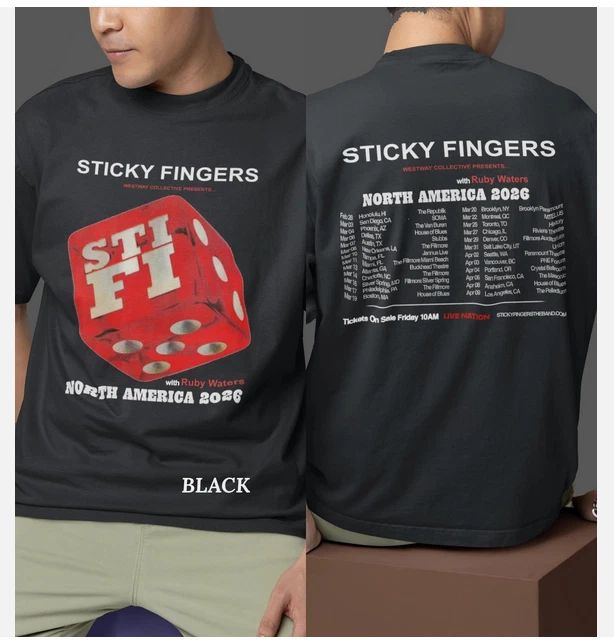 Sticky Fingers 2026 Tour Dates Double Sided T-Shirt Unisex T-shirt, Sweatshirt, Hoodie, Long Sleeve Tee - T-Shirt, Sweatshirt, Hoodie