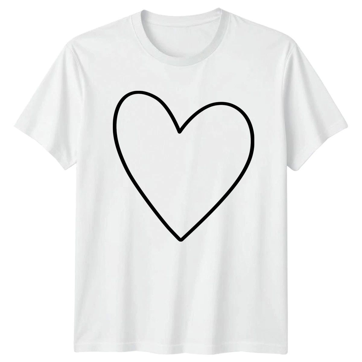 Simple Hand Drawn Heart Outline Aesthetic T-Shirt Minimalist Love Relationships Unisex T-shirt, Sweatshirt, Hoodie, Long Sleeve Tee - T-Shirt, Sweatshirt, Hoodie