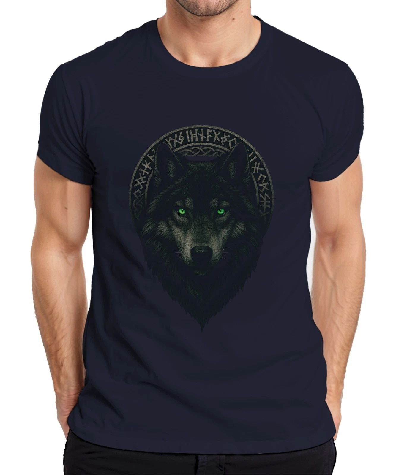 Wolf Head Rune Wreath Norse Wolf Mystic Gothic Fantasy Viking Mens T-Shirt Unisex T-shirt, Sweatshirt, Hoodie, Long Sleeve Tee - T-Shirt, Sweatshirt, Hoodie