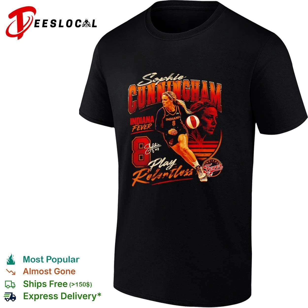 Sophie Cunningham Indiana Fever Play Relentless T-shirt Unisex T-shirt, Sweatshirt, Hoodie, Long Sleeve Tee - T-Shirt, Sweatshirt, Hoodie