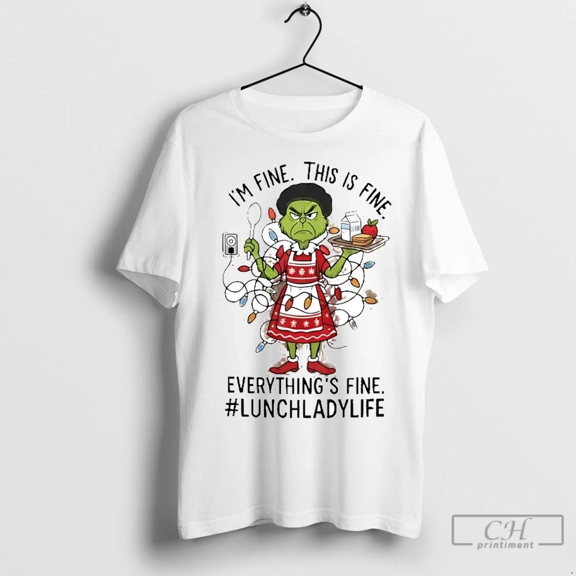 Premium Grinch Im Fine This Is Fine Everythings Fine Christmas Unisex T-shirt, Sweatshirt, Hoodie, Long Sleeve Tee - T-Shirt, Sweatshirt, Hoodie