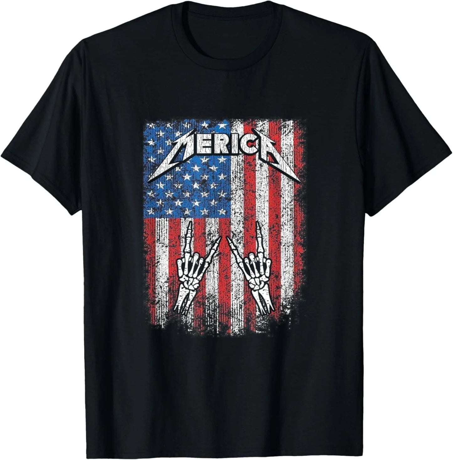 Rock Sign Heavy Metal Fourth of July USA Flag Merica Unisex T-Shirt Unisex T-shirt, Sweatshirt, Hoodie, Long Sleeve Tee - T-Shirt, Sweatshirt, Hoodie