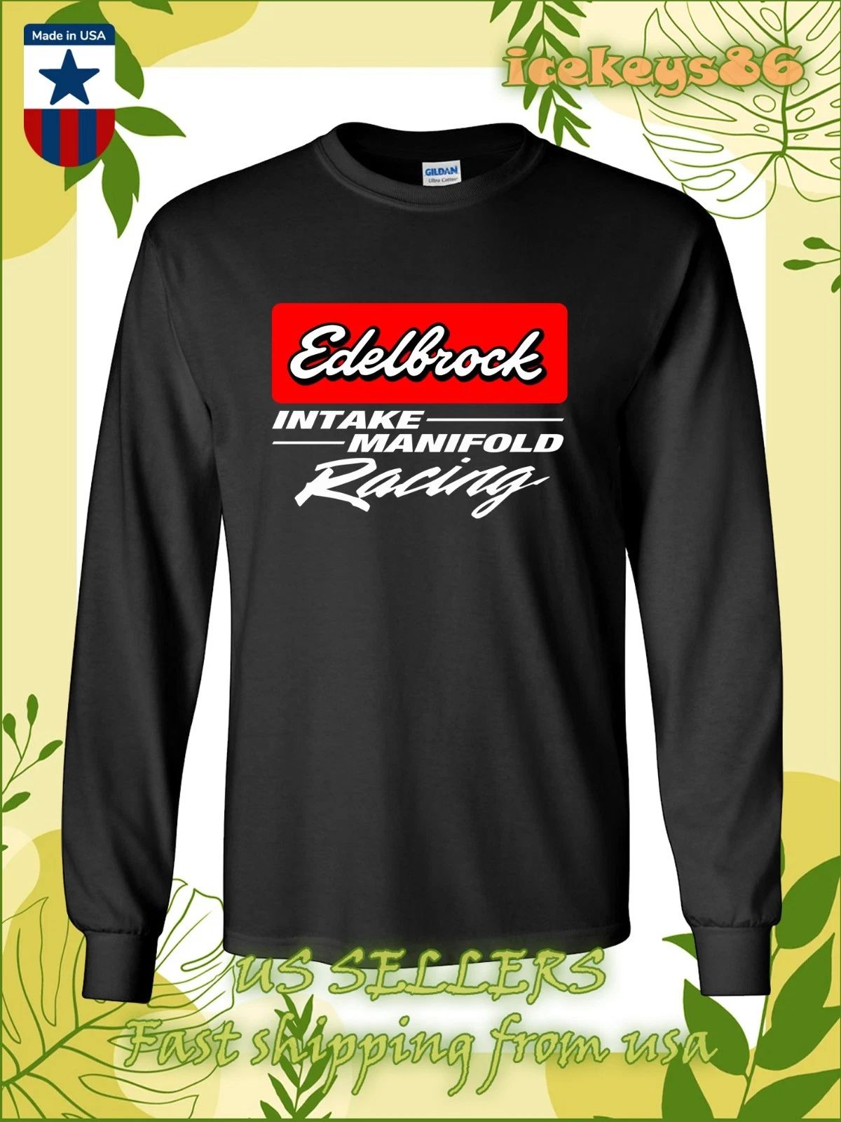 Edelbrock Intake Manifold Racing Logo Men's Long Sleeve T-Shirt American T-Shirt Unisex T-shirt, Sweatshirt, Hoodie, Long Sleeve Tee - T-Shirt, Sweatshirt, Hoodie