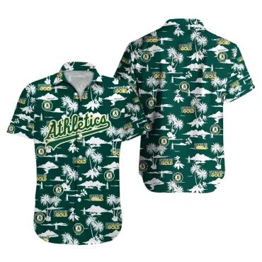 Oakland Athletics Green & Gold Island Hawaiian Shirt Unisex T-shirt, Sweatshirt, Hoodie, Long Sleeve Tee - T-Shirt, Sweatshirt, Hoodie