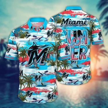 Miami Marlins Summer Vibes Hawaiian Shirt Unisex T-shirt, Sweatshirt, Hoodie, Long Sleeve Tee - T-Shirt, Sweatshirt, Hoodie