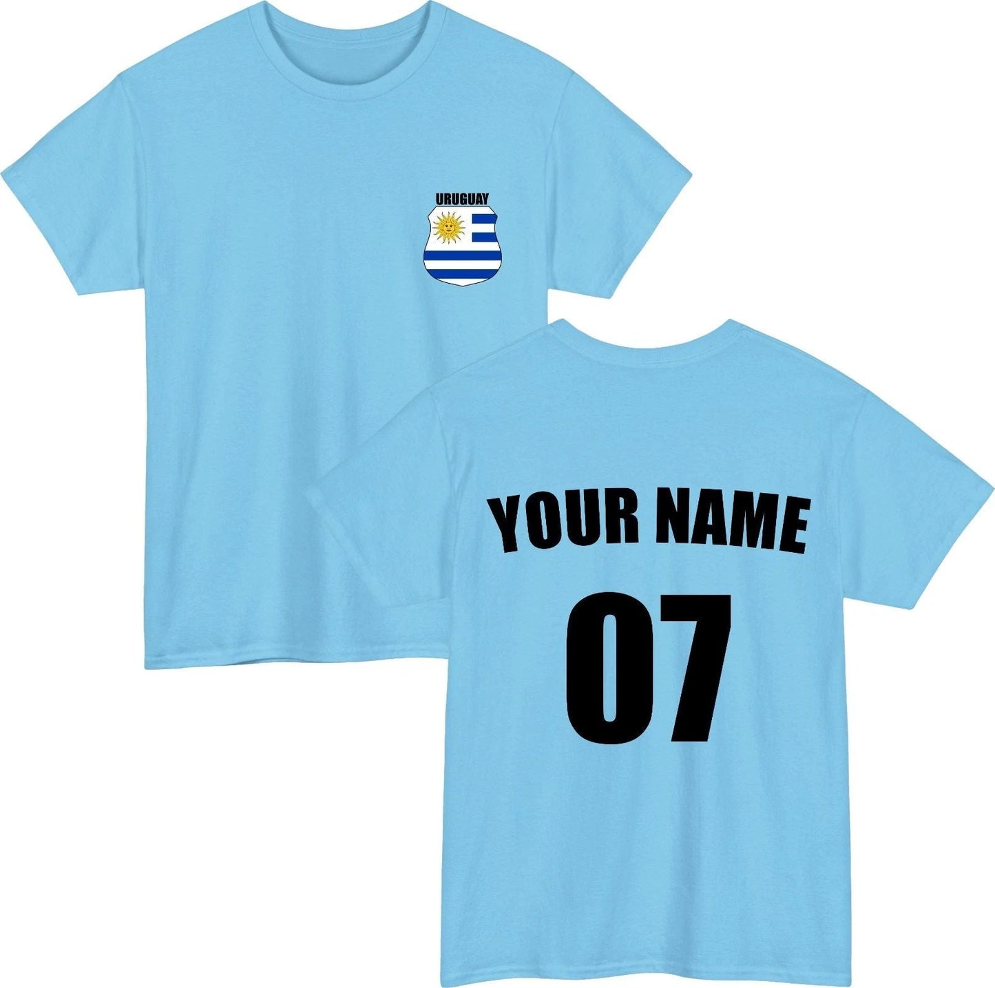 Personalised Uruguay Football T-Shirt Custom Name Number Fan Gift Unisex Tee Top Unisex T-shirt, Sweatshirt, Hoodie, Long Sleeve Tee - T-Shirt, Sweatshirt, Hoodie