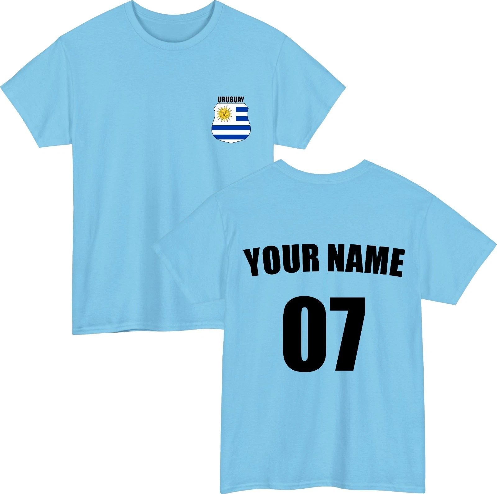 Personalised Uruguay Football T-Shirt Custom Name Number Fan Gift Unisex Tee Top Unisex T-shirt, Sweatshirt, Hoodie, Long Sleeve Tee - T-Shirt, Sweatshirt, Hoodie