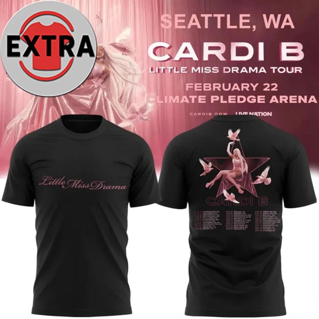 Little Miss Drama Tour Cardi B 2026 Fan Two Sided Shirt Unisex T-shirt, Sweatshirt, Hoodie, Long Sleeve Tee - T-Shirt, Sweatshirt, Hoodie