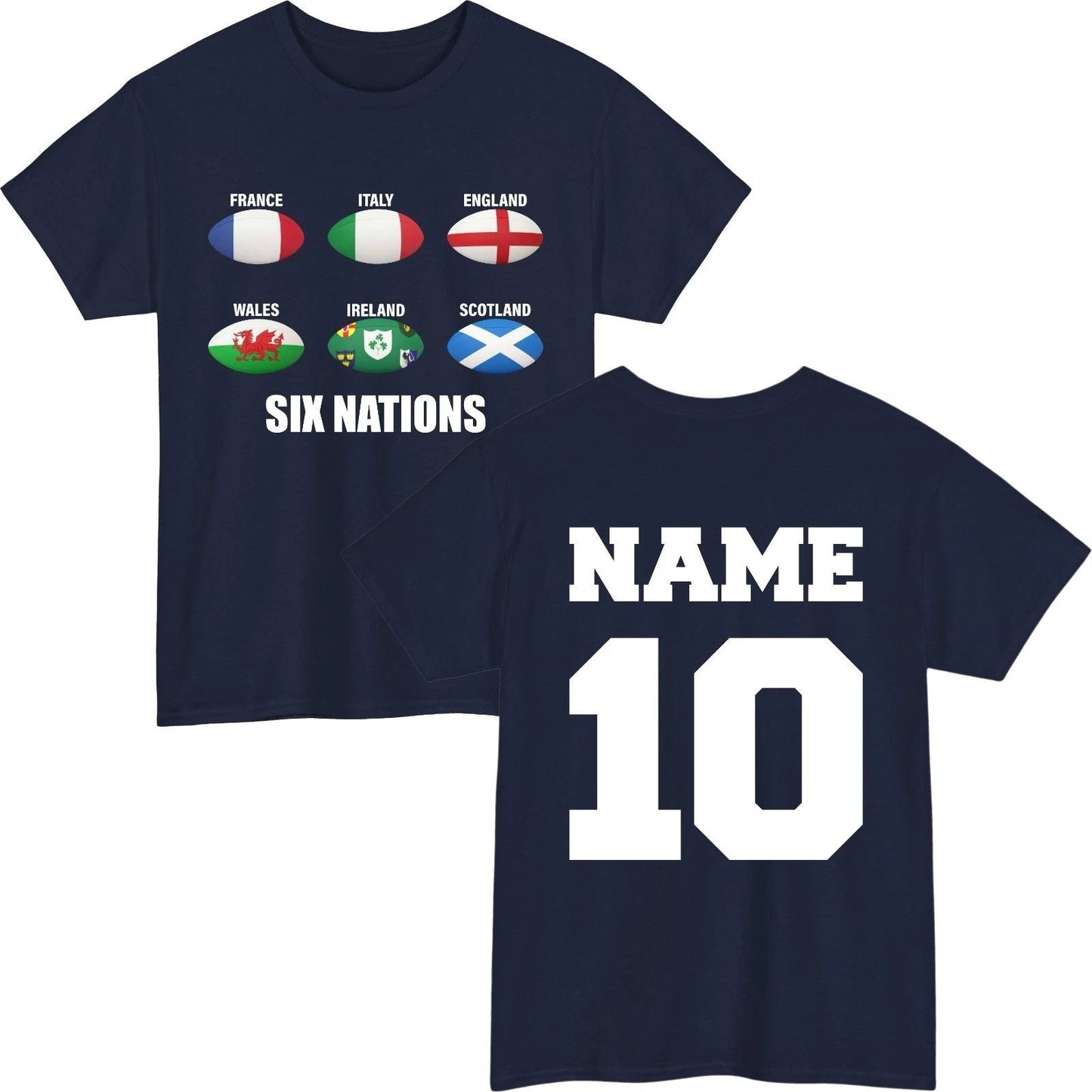 Custom Six Nations Rugby T-Shirt England Ireland Wales France Scotland Italy Top Unisex T-shirt, Sweatshirt, Hoodie, Long Sleeve Tee - T-Shirt, Sweatshirt, Hoodie