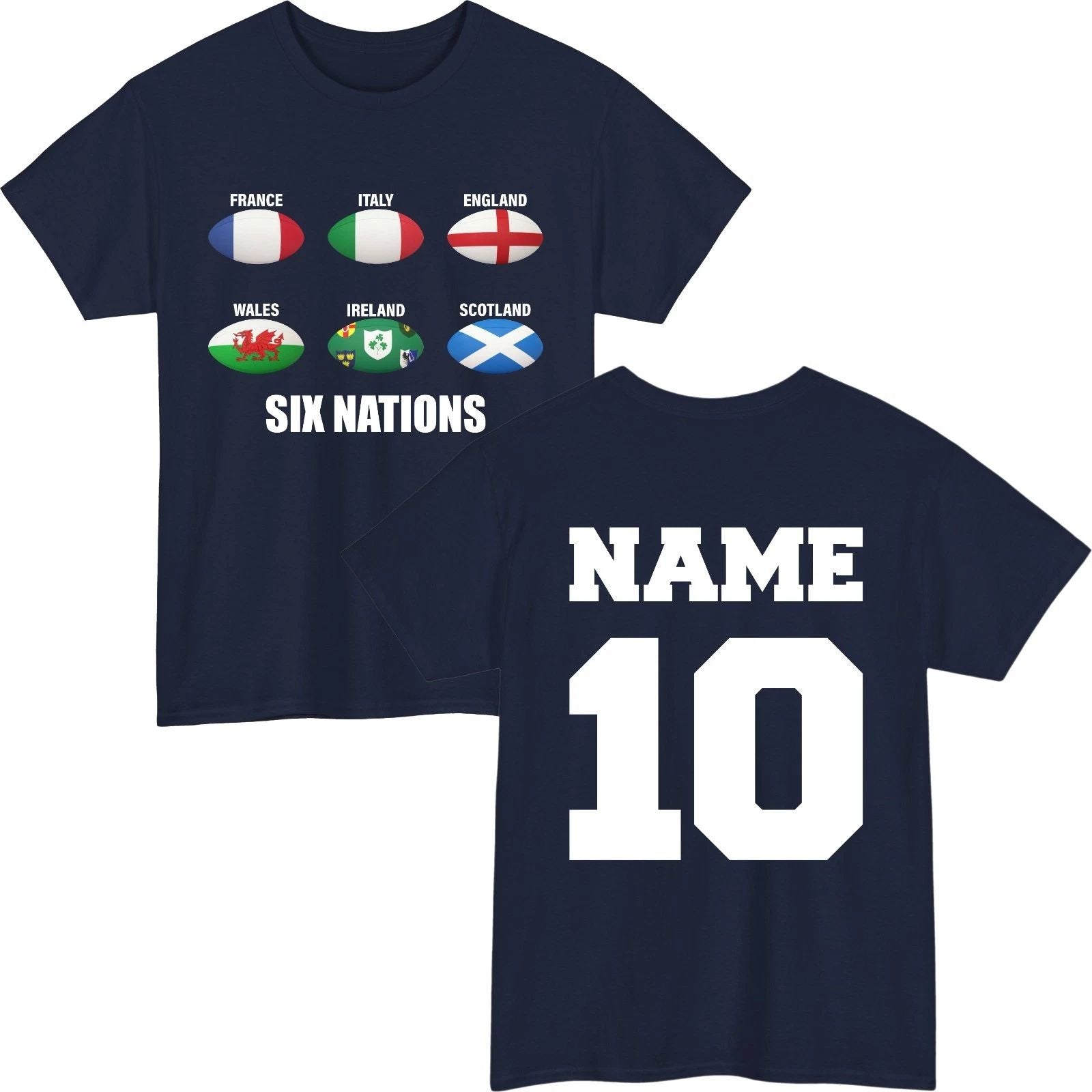 Custom Six Nations Rugby T-Shirt England Ireland Wales France Scotland Italy Top Unisex T-shirt, Sweatshirt, Hoodie, Long Sleeve Tee - T-Shirt, Sweatshirt, Hoodie