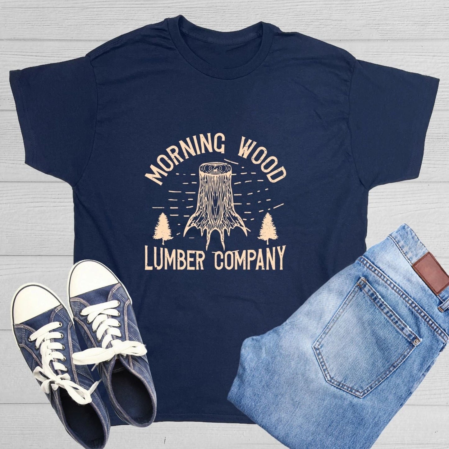 Morning Wood Sarcastic Humor Graphic Tee Gift For Men Novelty Funny T Shirt Unisex T-shirt, Sweatshirt, Hoodie, Long Sleeve Tee - T-Shirt, Sweatshirt, Hoodie