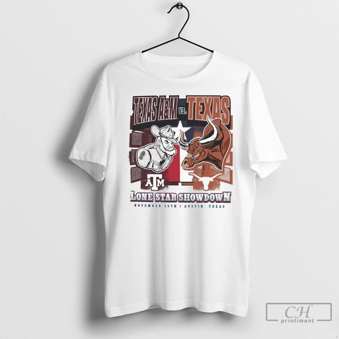 Premium Texas Am Aggies Vs Texas Longhorns Lone Star Showdown Battle Mascot Unisex T-shirt, Sweatshirt, Hoodie, Long Sleeve Tee - T-Shirt, Sweatshirt, Hoodie