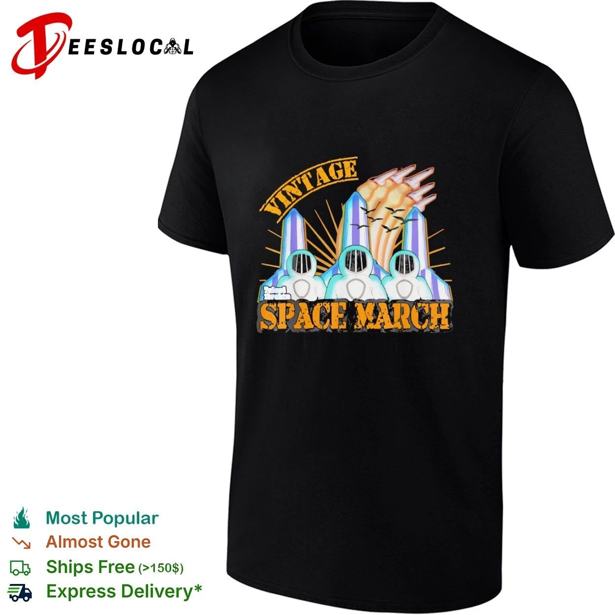 Vintage Space March astronaut sci-fi retro T-shirt Unisex T-shirt, Sweatshirt, Hoodie, Long Sleeve Tee - T-Shirt, Sweatshirt, Hoodie