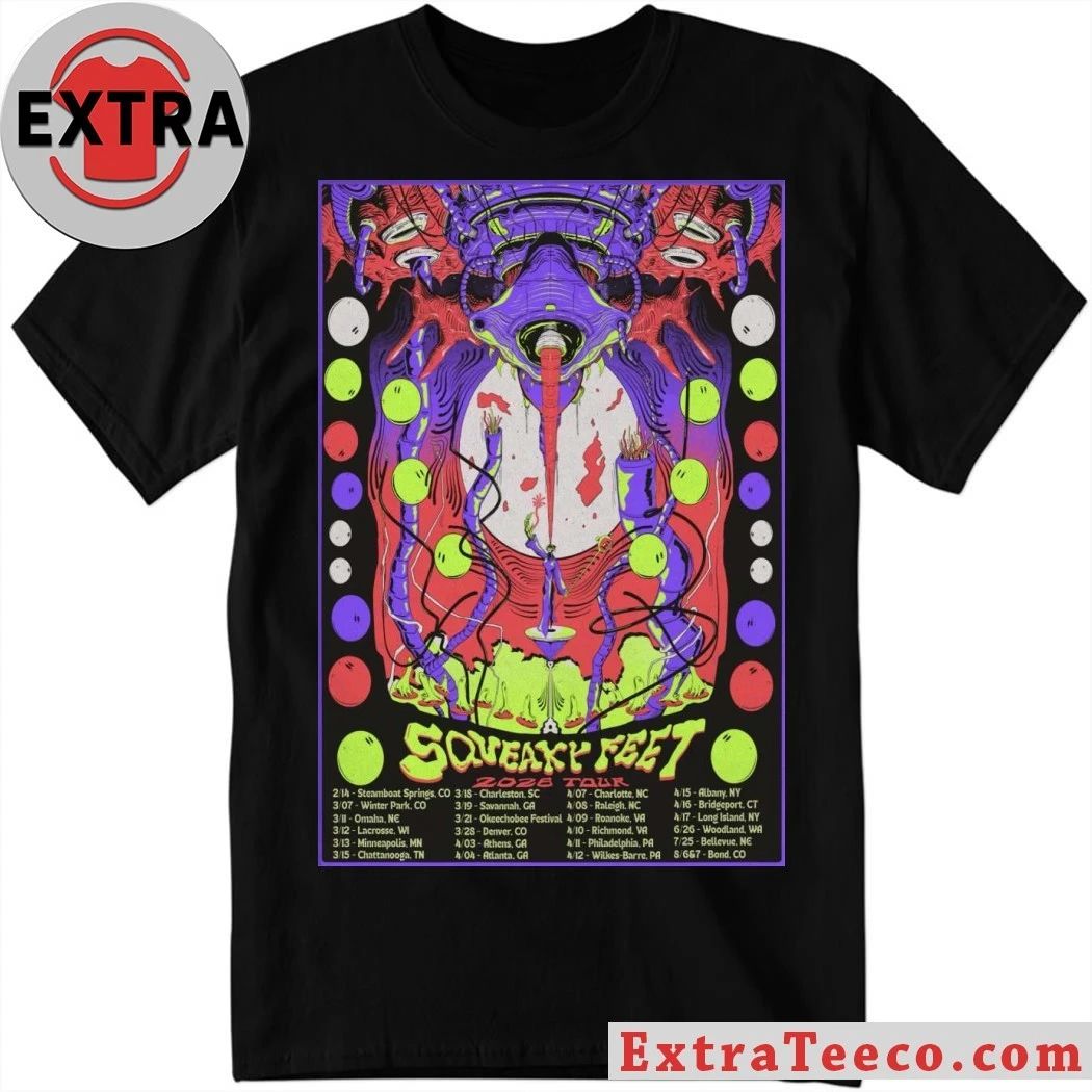 2026 Squeaky Feet Tour Print Shirt  Perfect Gift for Men & Women Unisex T-shirt, Sweatshirt, Hoodie, Long Sleeve Tee - T-Shirt, Sweatshirt, Hoodie