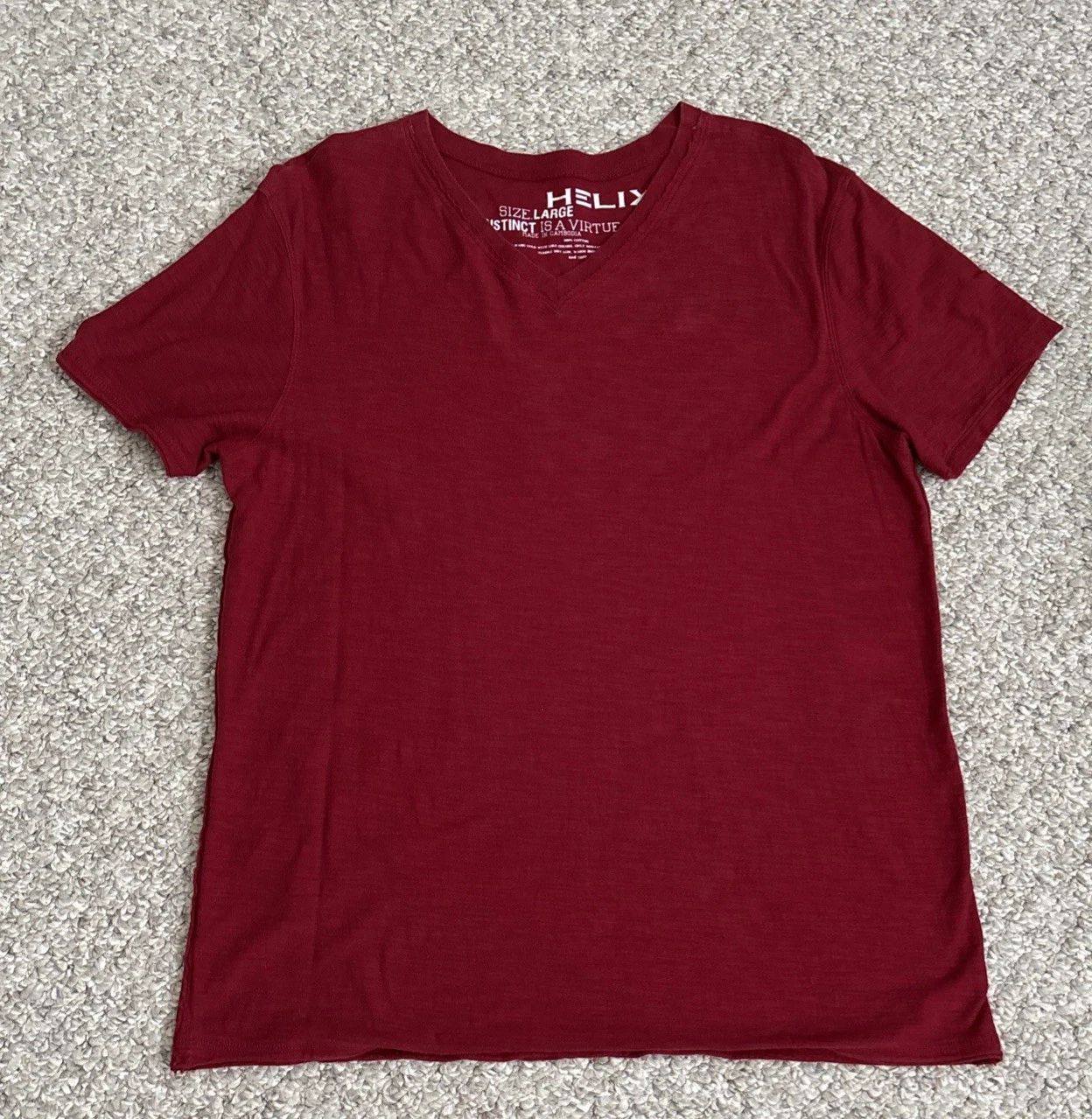 Helix Mens Large Short Sleeve V-Neck Red Cotton T-shirt Preowned Unisex T-shirt, Sweatshirt, Hoodie, Long Sleeve Tee - T-Shirt, Sweatshirt, Hoodie